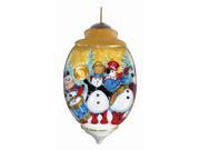 5.5 Ne Qwa Snowman Band Hand Painted Glass Christmas Ornament 7131160
