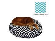 Aqua and White Chevron Printed Deluxe Round Pet Dog Bed Large