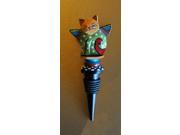 Set of 2 Hand Painted Cast Metal Whimsical Cat with Wings Bottle Stoppers 6