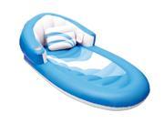 68 Deluxe Blue and White Inflatable Swimming Pool Lounger with Pillow
