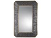 48 Rectangular Ribbed Burnished Bronze with Champagne Gold Trim Beveled Wall Mirror