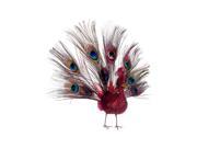 10 Regal Peacock Glitter Drenched Vibrant Red Open Tail Bird Christmas Ornament