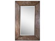 81 Antiqued Hickory and Light Gray Rectangular Beveled Wall Mirror