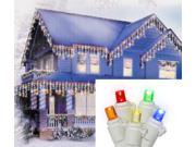 Set of 70 Multi Color LED Wide Angle Icicle Christmas Lights White Wire