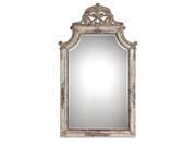 53 Antiqued Ivory and Rotten Stone Rectangular Beveled Wall Mirror