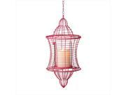 Pack of 2 Hot Pink Wire Hanging Pillar Candle Lantern 28