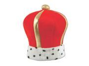 Club Pack of 12 Graceful Red and Gold Plush Imperial King s Crown Costume Accessories