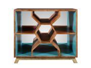 34 Palash Acacia Wood with Blue Interior and Mirrored Backing Bookcase Console