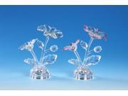 Pack of 8 Icy Crystal Decorative Illuminated Short Flowers Figurines 6
