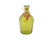 9.5 Green Transparent Glass Decorative Fall Harvest Leaf Vase