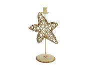 12.75 Beach Inspired Brown and Blue Burlap Star Fish Taper Candle Holder
