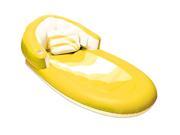 68 Deluxe Yellow and White Inflatable Swimming Pool Lounger with Pillow