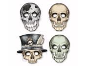 Club Pack of 48 Decorative Spooky Skeleton Halloween Masks 10.5