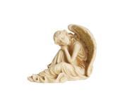 12 Distressed Ivory Golden Mosaic Glass Winged Religious Resting Angel Outdoor Patio Garden Statue