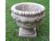Pack of 2 Old World Scroll Design Cast Stone Concrete Outdoor Garden Urn Planters