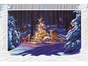 Pack of 16 Woodland Wonder Animals with Tree Fine Art Embossed Deluxe Christmas Greeting Cards