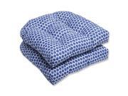 Set of 2 Ruche D abeille Royal Blue and White Outdoor Patio Wicker Chair Cushions 19