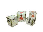 Set of 4 Wooden Vintage Style Fashion Dresses Decorative Storage Boxes 8 14