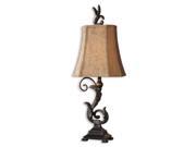 Pack of 2 Floral Scroll Bronze Rectangular Bell Shade Buffet Table Lamps 24