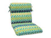 40.5 Offuscata Chevron Blue Green White Striped Outdoor Patio Rounded Chair Cushion