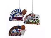 3.5 Red White and Blue Football Rocks Sports Christmas Ornament