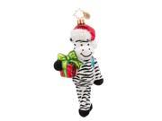 Christopher Radko Glass Zack Zebra Striped Glitter Christmas Ornament 1017316