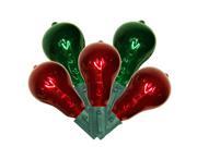 Set of 10 Transparent Red and Green PS50 Edison Style Christmas Lights Green Wire