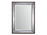 37 Darla Rectangular Beveled Mirror with Antiqued Pecan Stained Wooden Frame
