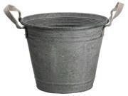 9.25 Country Rustic Antique Style Metal Container Bucket with Jute Handles