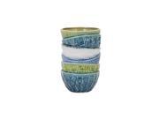 10 Whimsical Gray Green and Blue Stacked Bowl Ceramic Patio Garden Flower Planter