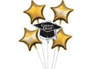 Club Pack of 12 School Bus Yellow Metallic Foil Congrats Grad Graduation Day Party Balloon Clusters