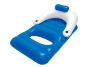 62 Blue and White Inflatable Classic Swimming Pool Lounger