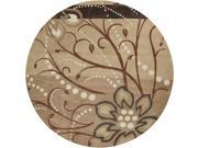 8 Cannonball Tree Golden Brown and Dark Khaki Wool Round Area Throw Rug