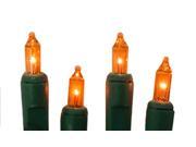 Set of 20 Battery Operated Orange Mini Christmas Lights Green Wire