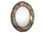 40.5 Harmony Oval Wall Mirror with Hand Forged Crude Metal Strip Frame