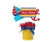 Club Pack of 18 Ahoy Matey School Bus Yellow and Nautical Navy Blue Boat and Anchor Centerpiece Party Decoration Sticks