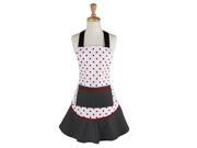 28.5 White Red and Black Polka Dotted Women s Kitchen Apron w Large Front Pocket