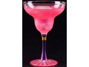 Set of 2 Pink White Hand Painted Margarita Drinking Glasses 12 Ounces