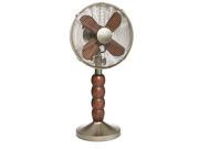 24 Stylish Nickel Base and Neck with Brown Wood Grain Body Oscillating Table Top Fan