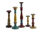 Set of 5 Johanna Bold Eclectic Jewel Toned Pillar Candle Holders