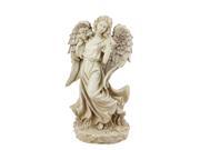 18 Heavenly Gardens Distressed Almond Brown Angel with Bird and Bouquet Outdoor Patio Garden Statue