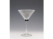 Set of 4 Orlando Etched Martini Drinking Glasses With Black Bow Tie 7.25 ounces