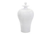 31 Gustavo Natural White Textured Lidded Tall Ceramic Urn