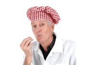 Pack of 12 Red and White Checkered Pattern Culinary Themed Fabric Chef s Hats