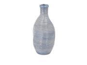 18.25 Benthic Bands Deep Blue and Classic White Bottle Shaped Ceramic Flower Vase