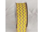 Set of 4 Tan and Yellow Burlap Chevron Print Wired Craft Ribbon 2 x 40 Yards