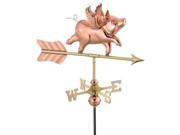 21 Handcrafted Polished Copper Flying Pig Outdoor Weathervane with Garden Pole