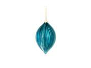 6 Sea Blue Ribbed Glass Finial Christmas Ornament