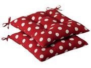 Pack of 2 Outdoor Patio Tufted Chair Seat Cushions Red White Polka Dot