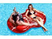 74 Red and White Striped Duo Circular Inflatable Swimming Pool Lounger